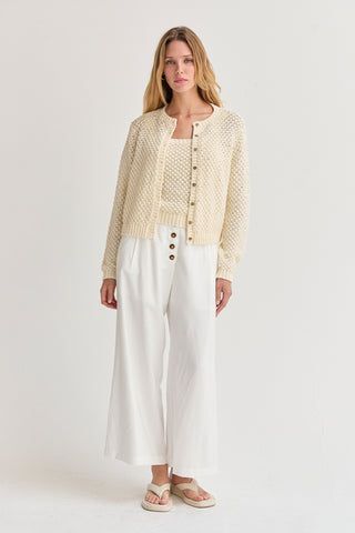 Brielle Basket Weave Knit Cardigan Tank Set