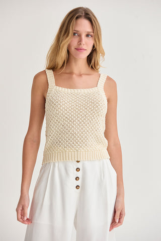 Brielle Basket Weave Knit Cardigan Tank Set