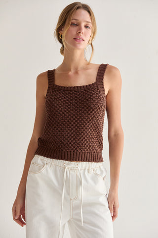 Brielle Basket Weave Knit Cardigan Tank Set