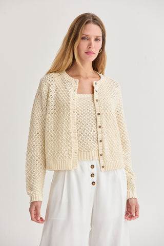 Brielle Basket Weave Knit Cardigan Tank Set