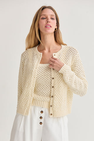 Brielle Basket Weave Knit Cardigan Tank Set