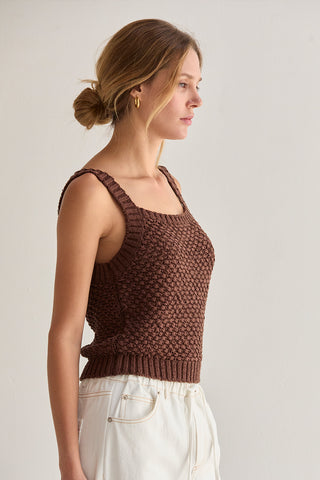 Brielle Basket Weave Knit Cardigan Tank Set