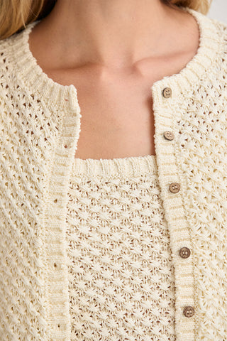 Brielle Basket Weave Knit Cardigan Tank Set