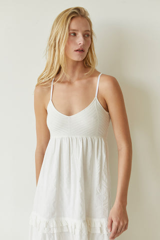 Leah Mixed-Media Midi Dress