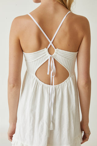 Leah Mixed-Media Midi Dress