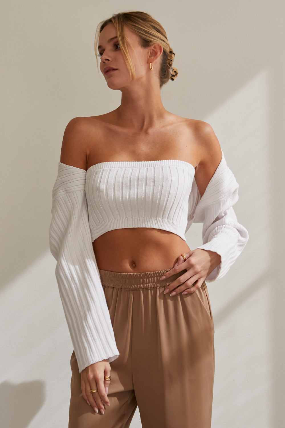 White knitted bolero sale