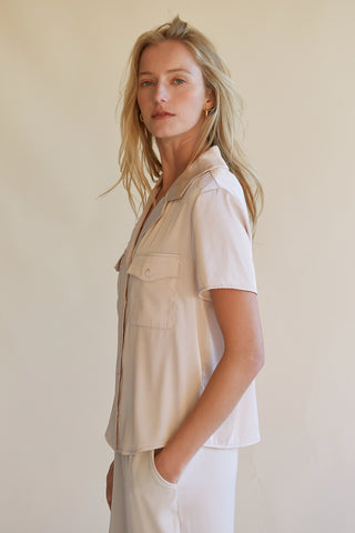 Lesli Satin Short Sleeve Shirt