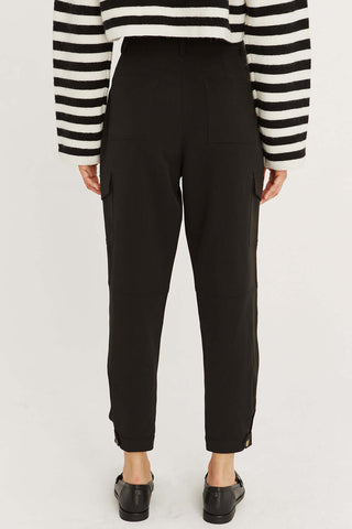 back of black cargo utility pants