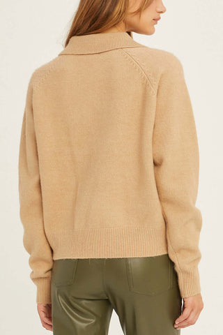 back of tan sweater