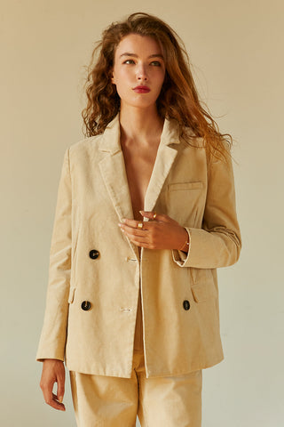 beige corduroy blazer for women