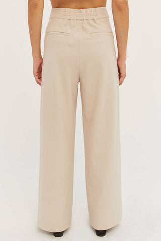 model wearing woven work pants